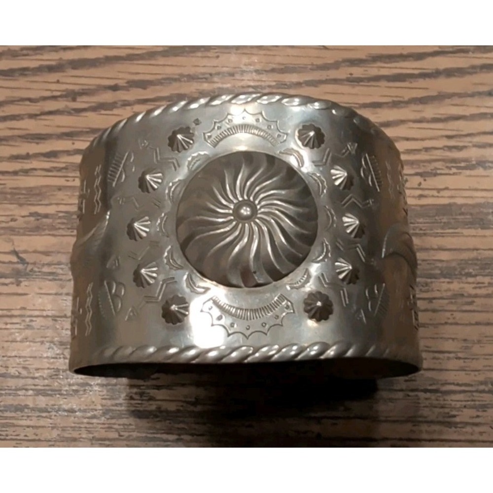 Vintage Bell Trading Company Nickel Silver Cuff Bracelet Native American